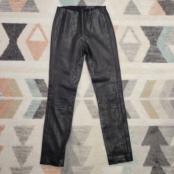 Rag & bone 100% leather Simone black pants Size 4 - Picture 4 of 14